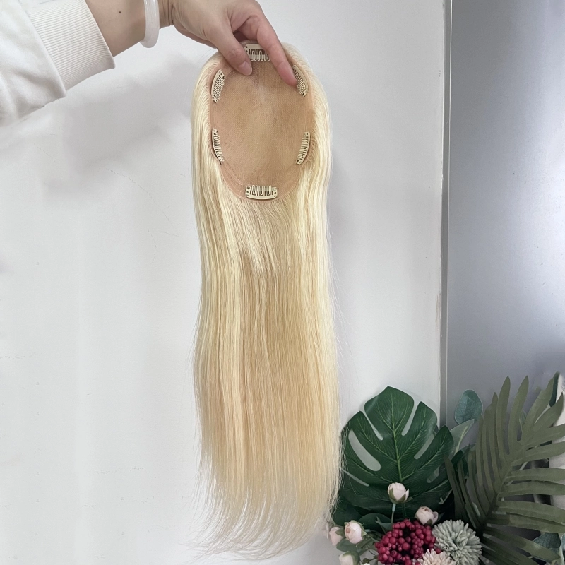 5.5*6.5 mono base european blonde human hair topper luxury for women virgin hair YR0053